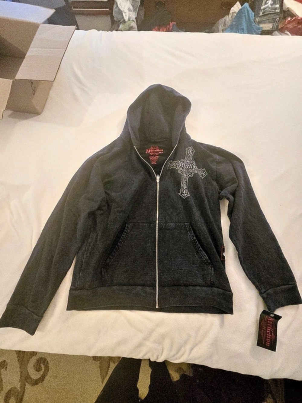 Affliction Seeke LIMITED TO 160160r L/S Zip Hood Graphic Zip Hoodie Size Medium